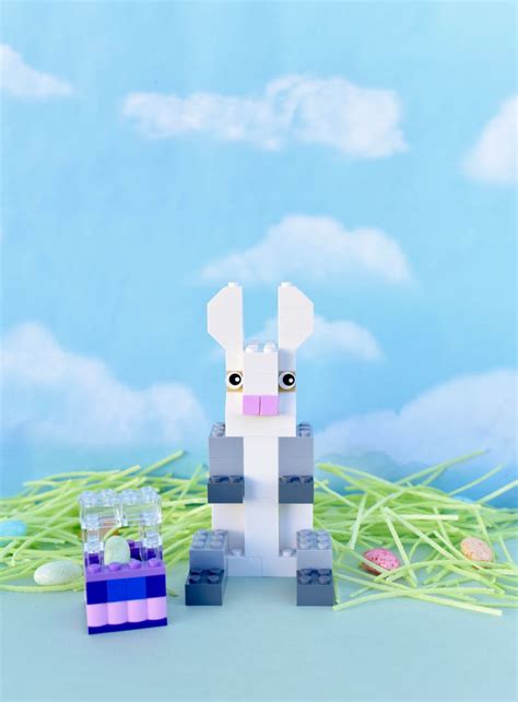 DIY LEGO Easter bunny figure with LEGO Easter basket - Make Life Lovely