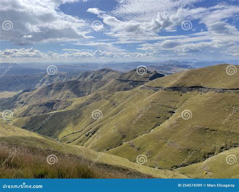 Green Mountains Drakensberg Amphitheatre Tugela Falls Stock Image - Image of falls, amphitheater ...