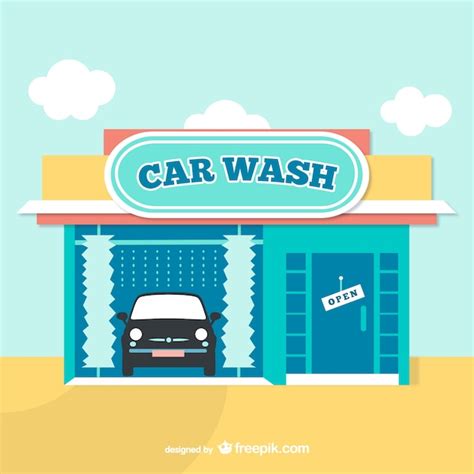 Car wash cartoon vector | Free Vector