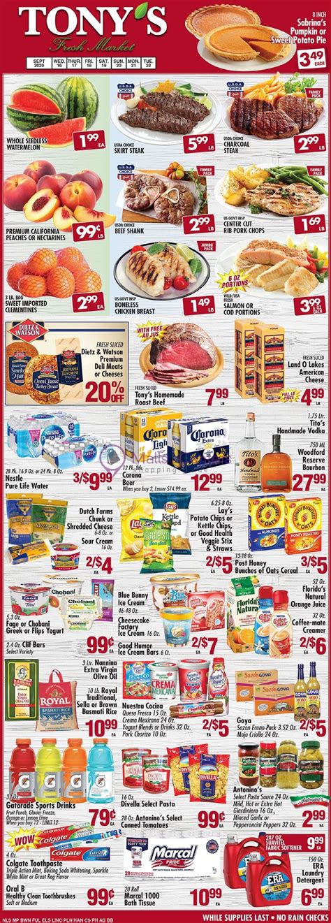 Tony's Fresh Market Weekly ad valid from 09/16/2020 to 09/22/2020 - MallsCenters