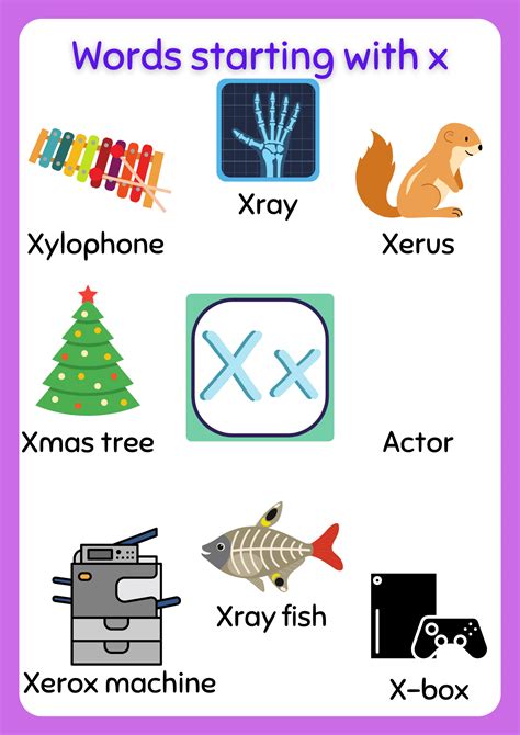 Free Printable words that start with x Archives - About Preschool