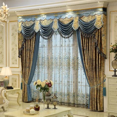 Custom curtains French European style curtains villa Elegant Gold ...