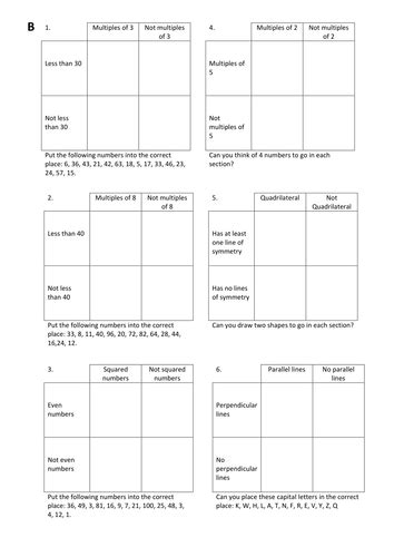 Carroll Diagram Worksheets | Teaching Resources