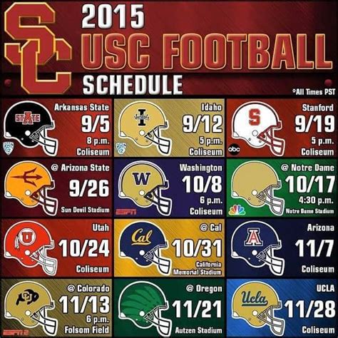 2015 USC Football Schedule Usc Trojans Football, Football Charm ...