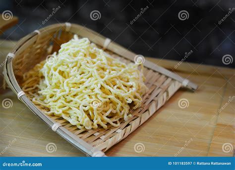 Fresh Noodles Homemade in Bamboo Weave Stock Image - Image of food, meal: 101183597