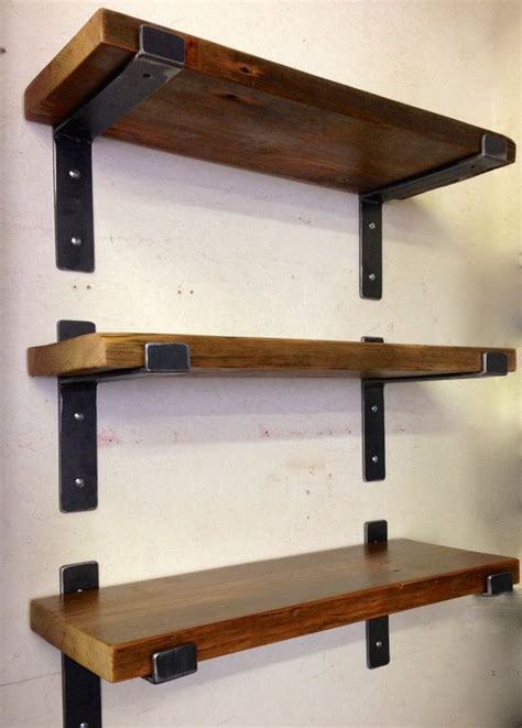 Modern steel shelf brackets for 2" x 10" lumber, Industrial loft style ...