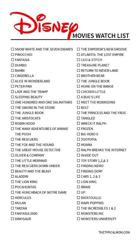 20 Top Pictures Disney Plus Movie Checklist / The Ultimate Disney Movies Checklist for Animated ...