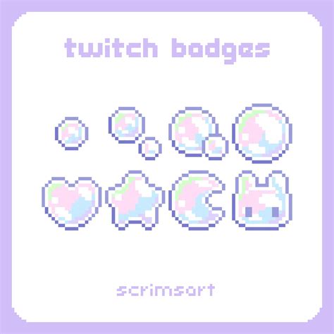 Bubble Twitch Sub Badges, Bit Badges Pixel Art Cute Kawaii Pastel Pink ...