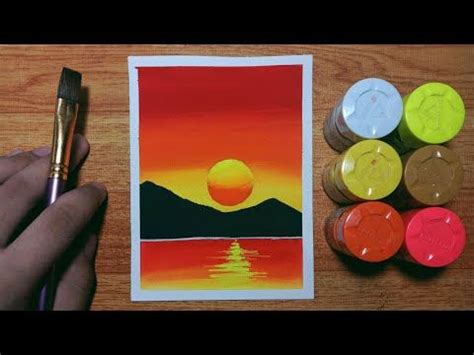 Easy Sunset Poster Color Painting for Beginners | Step-by-step Tutorial ...