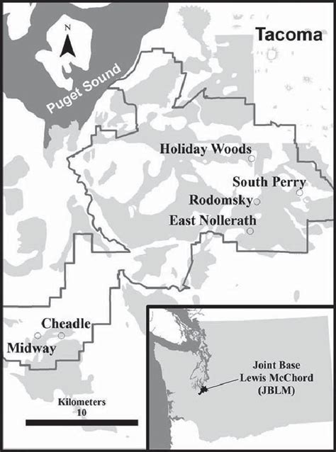 Map of Fort Lewis (portion of JBLM), located south of Tacoma, WA,... | Download Scientific Diagram