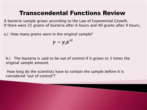 PPT - Transcendental Functions Review PowerPoint Presentation, free download - ID:2485254