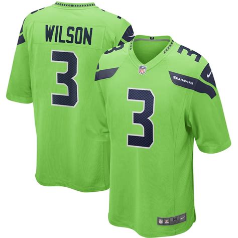 Men's Nike Russell Wilson Neon Green Seattle Seahawks Alternate Game Jersey