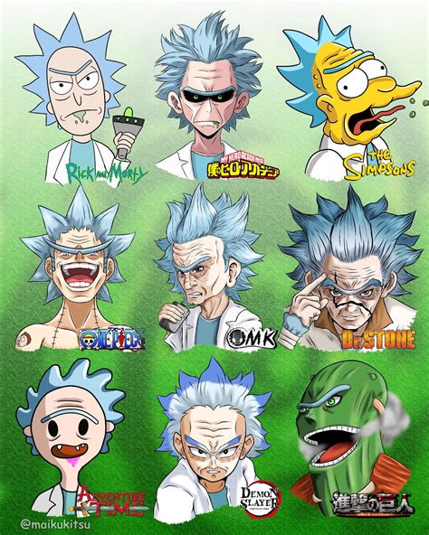 Rick Sanchez 9 art styles fanart instagram @maikukitsu : r/anime_simp_