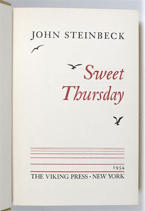 Sweet Thursday John Steinbeck First Edition