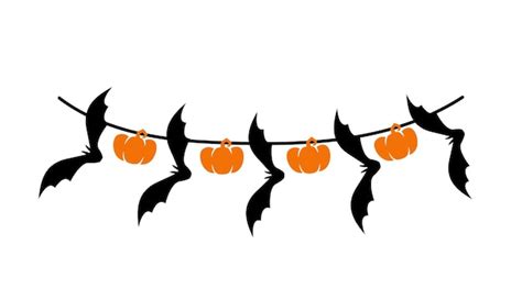 Premium Vector | Cartoon Halloween garland with bats and pumpkins ...