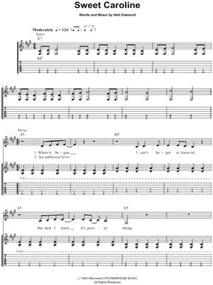 Sweet Caroline Guitar Chords Easy - Sheet and Chords Collection