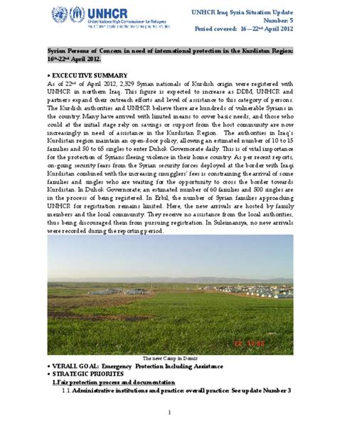 Document - UNHCR Iraq - Syria Situation update 22 April 2012