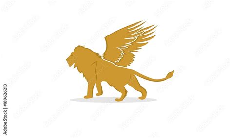 Winged Lion. Vector illustration, logo or icon on white background ...