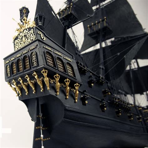 Black Pearl sailing ship 1/35 in Pirates of the Caribbean wood model building kit | Pirate ship ...