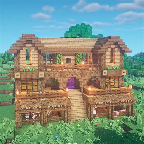 Minecraft Wooden House, Minecraft Houses Survival, Minecraft Mansion, Minecraft Farm, Easy ...