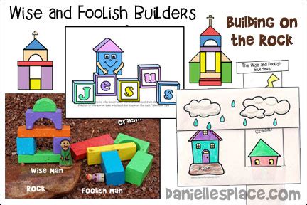 Wise and Foolish Builders – Building on the Rock - Printable Craft Patterns