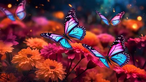 Premium Photo | Butterflies flying butterflies on flowers