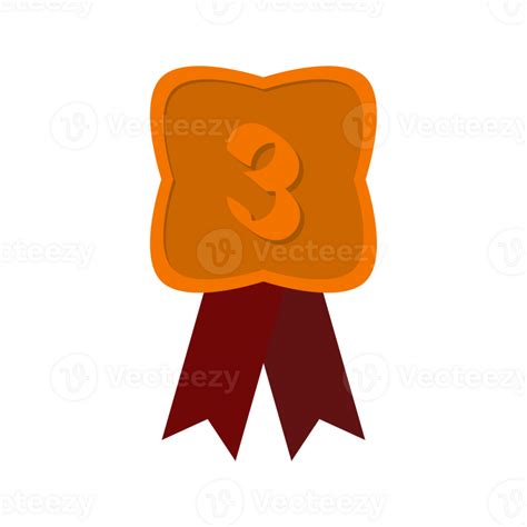 Third Place Bronze Medal Red Ribbon Basic Shape 28631223 PNG