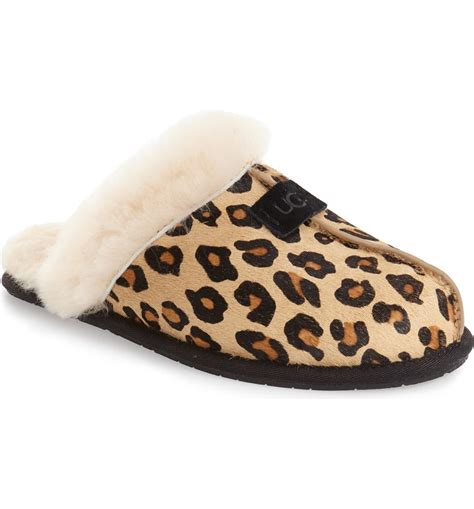 UGG® Scuffette II Leopard Spot Calf Hair Genuine Shearling Cuff Slipper (Women) | Nordstrom