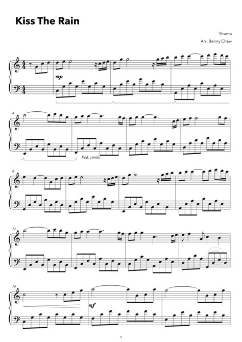 Kiss The Rain (arr. Benny Chaw) by Yiruma Sheet Music for Piano Solo at Sheet Music Direct