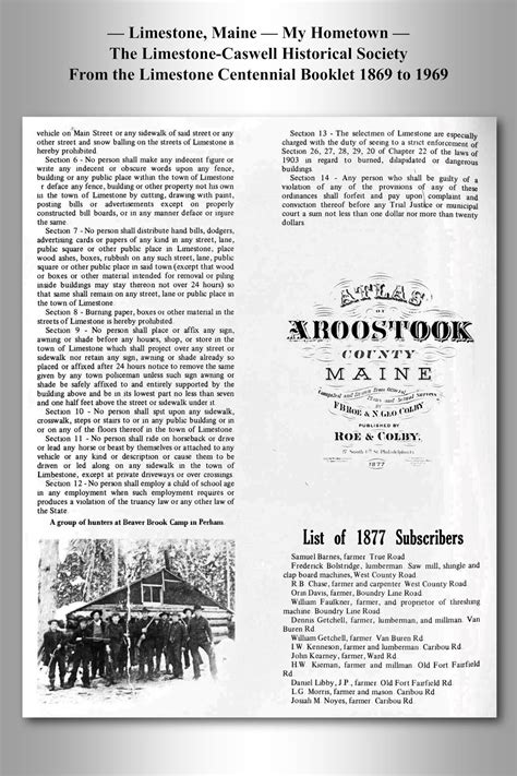 Limestone, Maine -- My Home Town: History of Limestone, Maine -- 1869 to 1969 -- Excerpts from ...