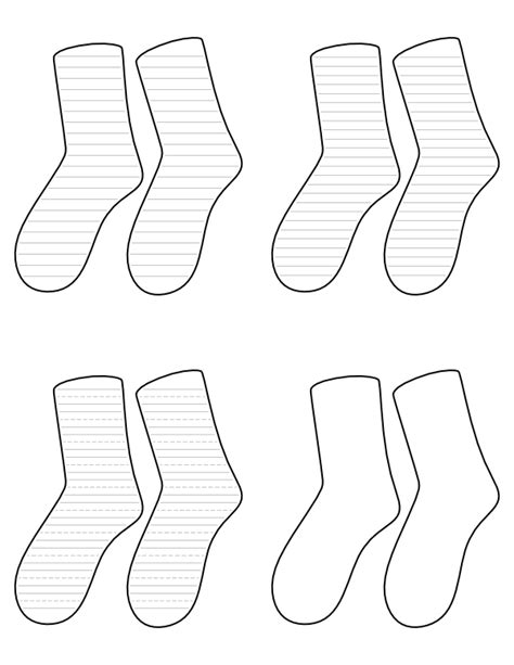 Free Printable Socks-Shaped Writing Templates