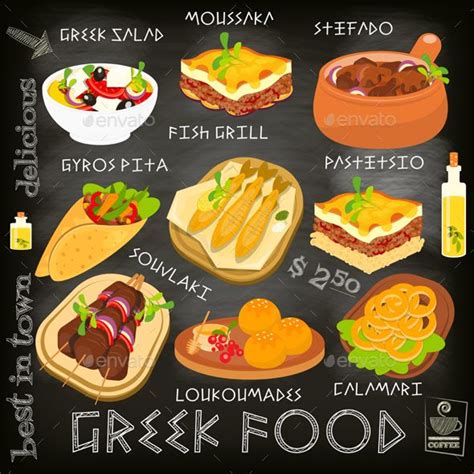 Download Free Graphicriver Greek Food Menu #background #barbecue #blackboard #Calamari #cartoon ...