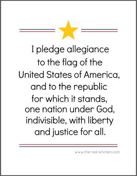 Pledge Of Allegiance Words Printable