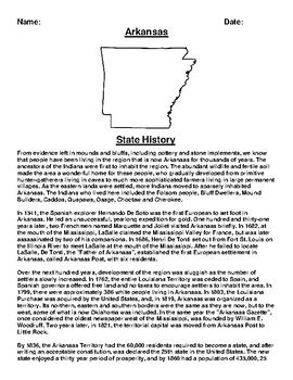 Arkansas State History Article by Pointer Education | TpT