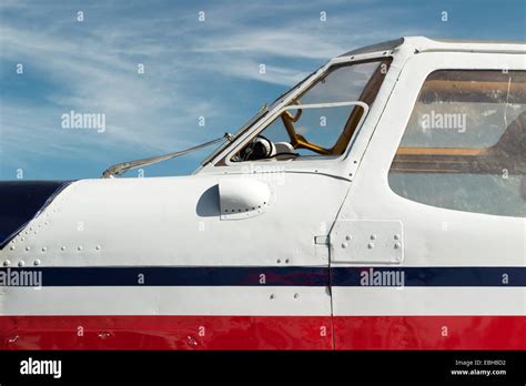 vintage airplane cockpit with white fuselage. old plane cabin Stock Photo - Alamy