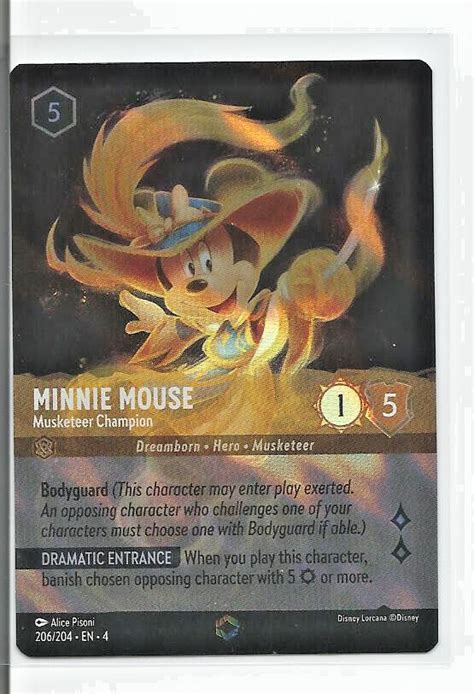 LORCANA URSULA'S RETURN MINNIE MOUSE MUSKETEER CHAMPION 206/204 ENCHANTED FOIL | eBay