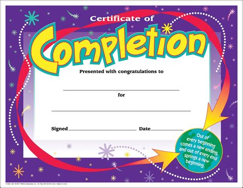 30 Certificates of Completion (large) certificate award pack by TREND ...