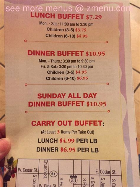 Menu at Great Wall Buffet restaurant, Standish