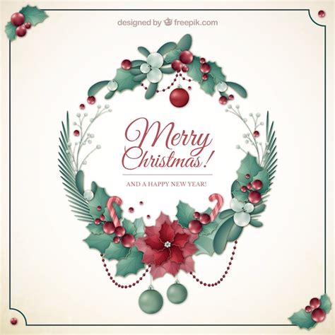 Free Vector | Floral christmas wreath card