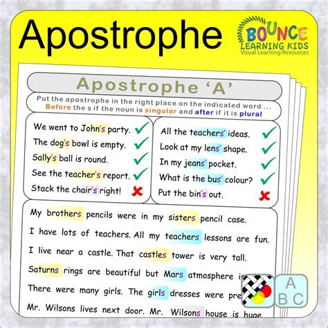 Fun Apostrophe worksheets with 50 practice sentences