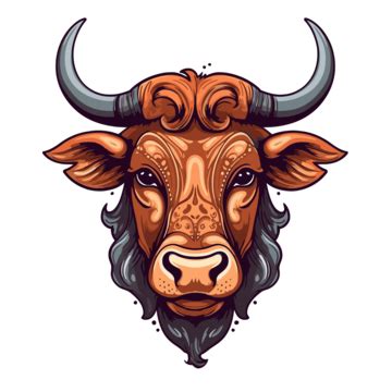 Steer Head Vector, Sticker Clipart Bull Head In The Colors Of The Horns Cartoon, Sticker ...