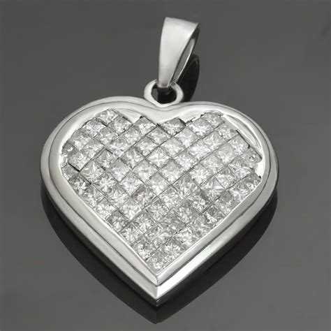 Diamond 14k White Gold Heart-Shaped Charm Pendant-MTSJ11682