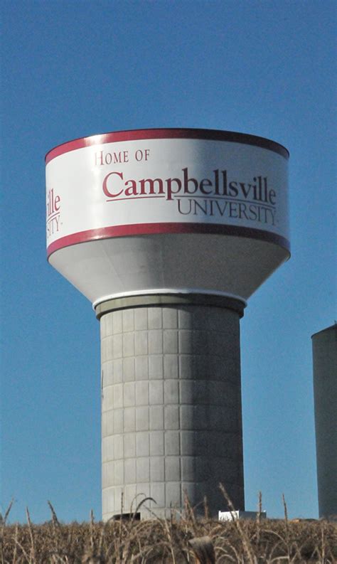 New water tower sports Campbellsville University logo