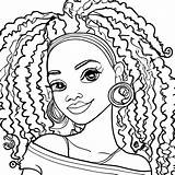 Beautiful Black Girl With Curly Hair Coloring Page · Creative Fabrica sketch template