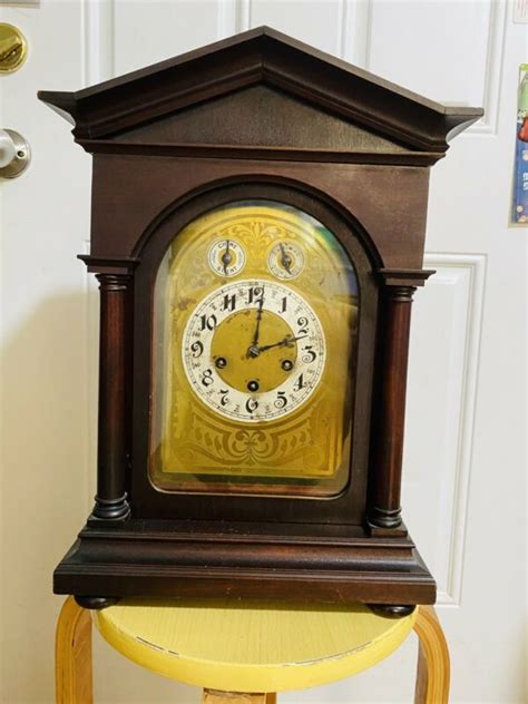 Antique 19th C. JUNGHANS Mahogany Westminster Chime Bracket Mantel Shelf Clock -- Antique Price ...