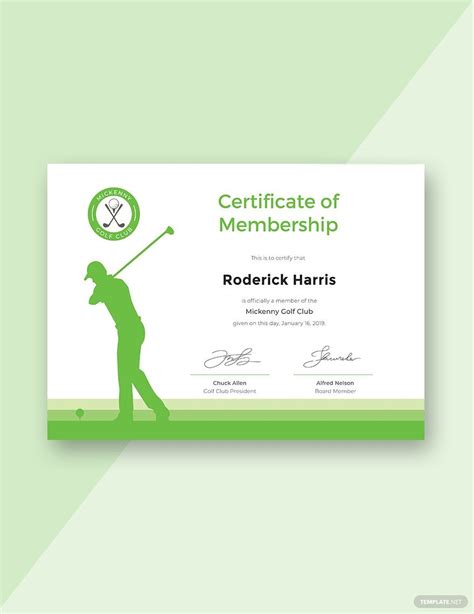 Golf Club Membership Certificate Template in Word, Illustrator, PSD, Publisher, Google Docs ...