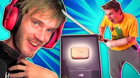 Smashing My Gold Play Button for PewDiePie - YouTube