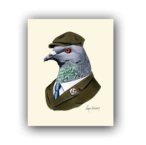 Pigeon Art Print NYC Art Modern Kid Art Animals in Clothes Animal Art Modern Decor Ryan Berkley ...