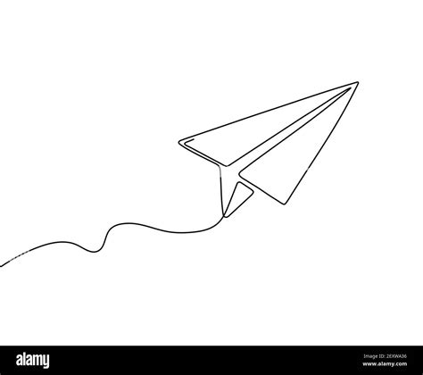 One line paper plane. Abstract flying airplane background. Continuous ...