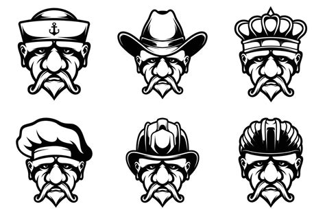 Old Man Head Mascot Bundle Outline Version 44237970 Vector Art at Vecteezy